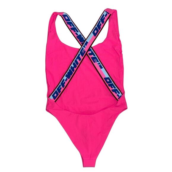 Off-White Logo-Tape Swimsuit Fuchsia/White Size 40/ Small - Picture 6 of 9